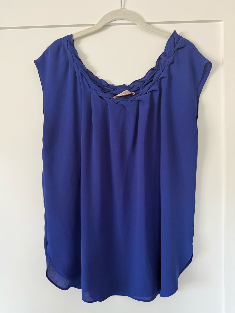 Philosophy Cobalt Blue Sleeveless Braided-Neck Blouse L